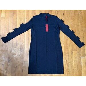 Love Scarlett Black Mock Neck Dress Lace Sleeve Detail  Women’s Small